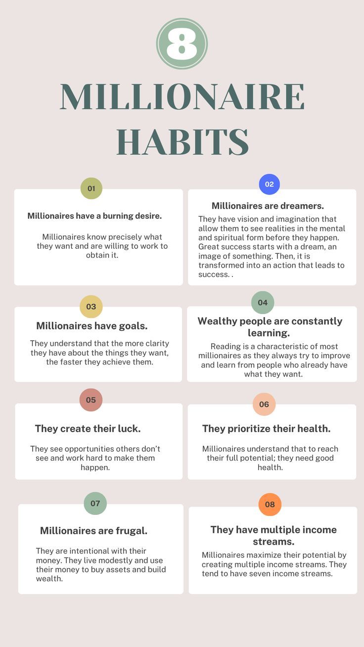 the 8 millionaire habit is shown in this info sheet, which shows how many people are