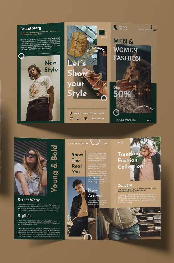 three fold brochure mockup templates for men and women