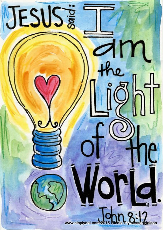 a painting with the words give the light of the world on it and a heart inside