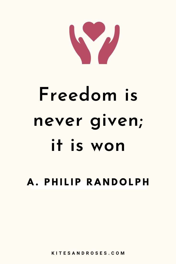 two hands holding a heart with the words, freedom is never given it is won