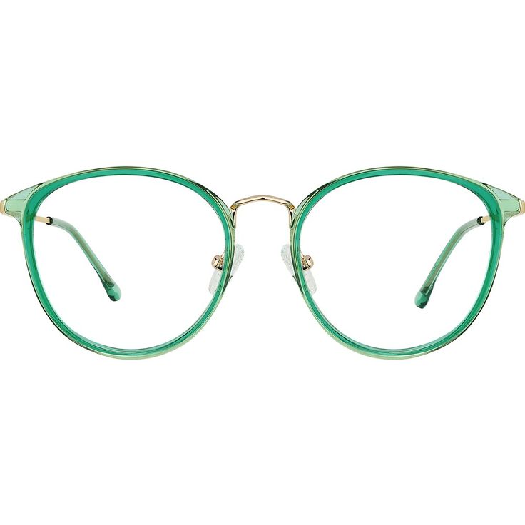 A timeless style gets a colorful twist in these chic round glasses. The shiny metal eyeglasses features a splash of color on the rims and temple arms. For added comfort the look has spring hinges and soft plastic temple tips. | Zenni Women's Round Prescription Eyeglasses Green Mixed Artsy Vibe, Round Eyeglasses Frames, Metal Eyeglasses, Sweet Clothes, Rim Design, Diamond Face, Zenni Optical, Keke Palmer, Fashion Eye Glasses