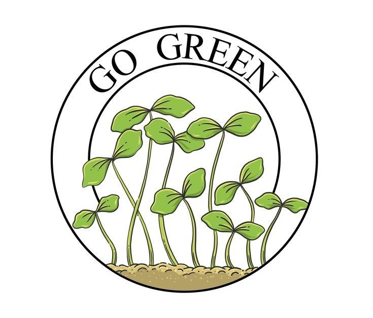 the logo for go green with plants growing out of it's bottom and bottom