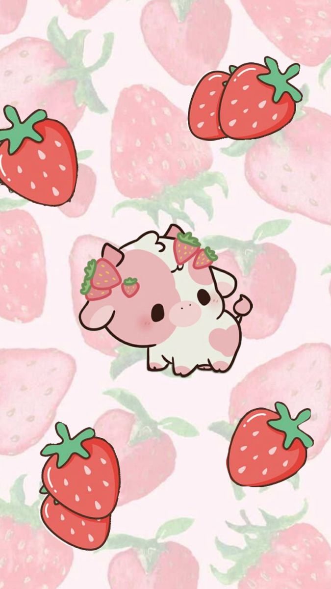 an animal with strawberries on a white background