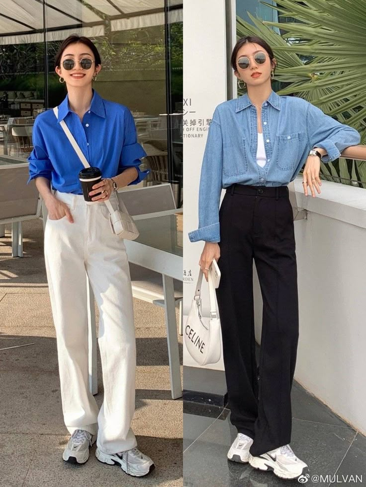 Black Wide Leg Pants Outfit Smart Casual, Boyish Office Outfits, Smart Casual Work Outfit Korean, Boyish Work Outfit, Smart Casual Work Outfit Black Women, Trousers Casual Outfit, Black Wide Leg Pants Outfit Casual, Korean Business Fashion, Wide Leg Pants Outfit Casual