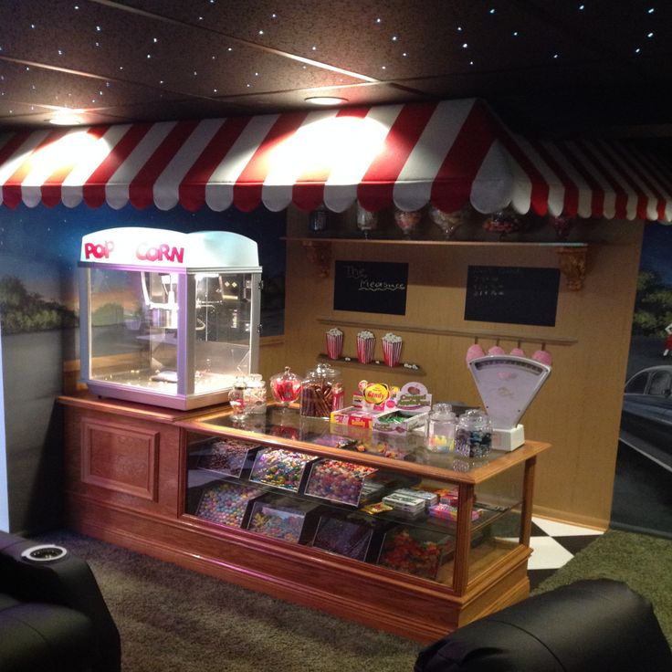 an ice cream stand with candy and candies on display in front of the counter