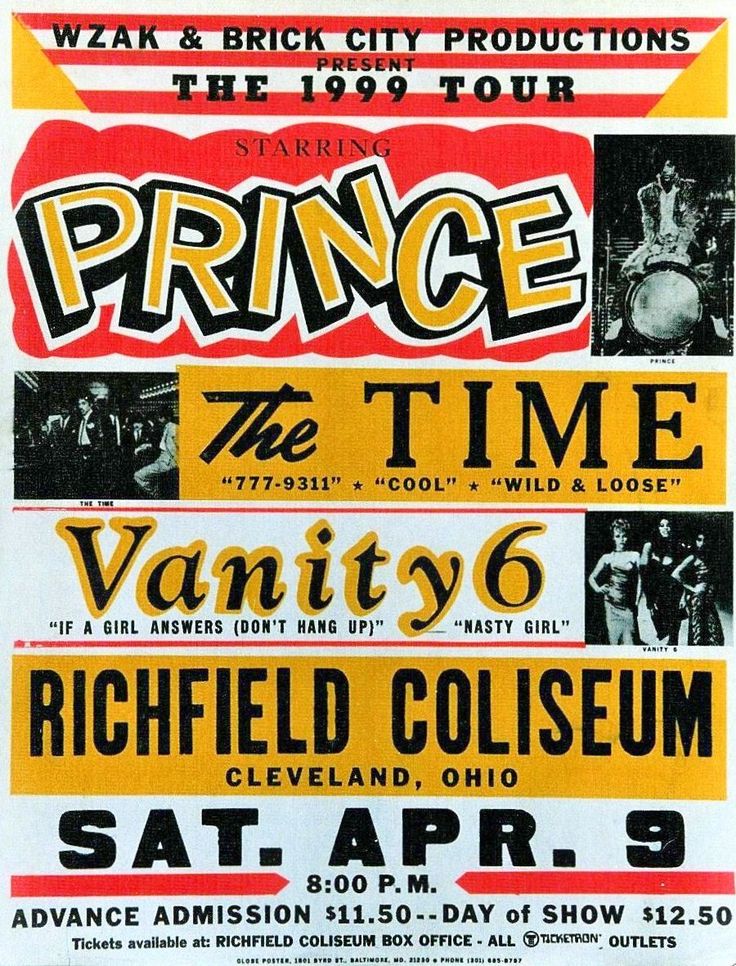 an old concert poster for prince and the time