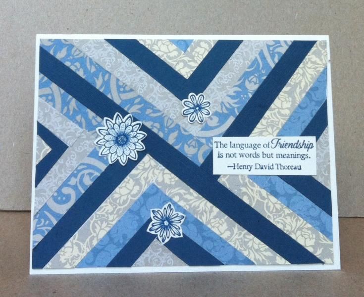 a blue and white card with a quote on it