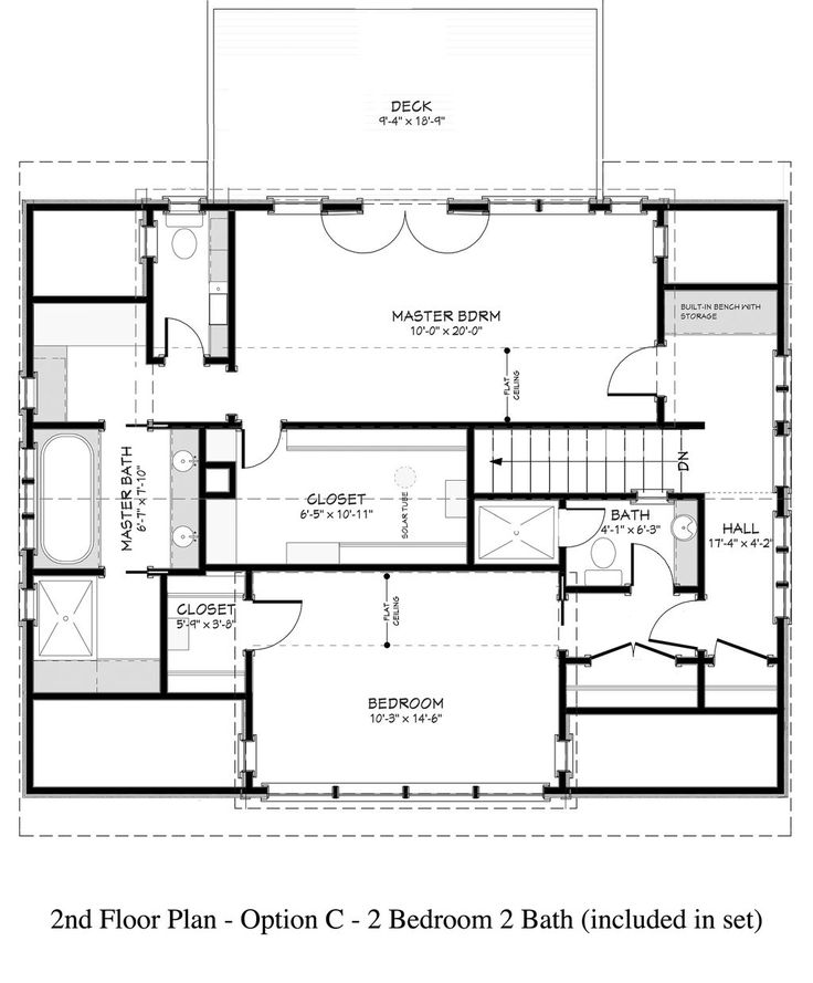 the second floor plan for a two bedroom house with an attached bathroom and laundry room