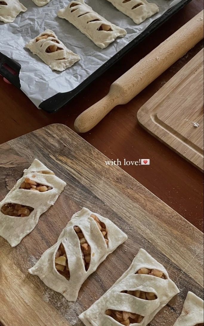 homemade pastries on a wooden cutting board