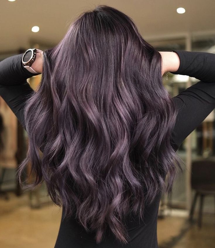 Dark Ash Purple Hair, Purple Ash Hair Color, Ash Purple Hair Color, Purple Ash Hair, Brown Hair With Purple Undertones, Brownish Purple Hair, Lavender Brown Hair, Dark Red Purple Hair, Ash Purple Hair