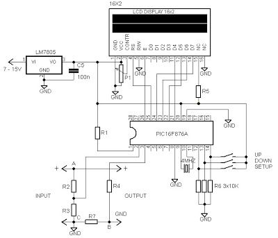 an electronic circuit diagram with the control panel and other components, including a digital clock