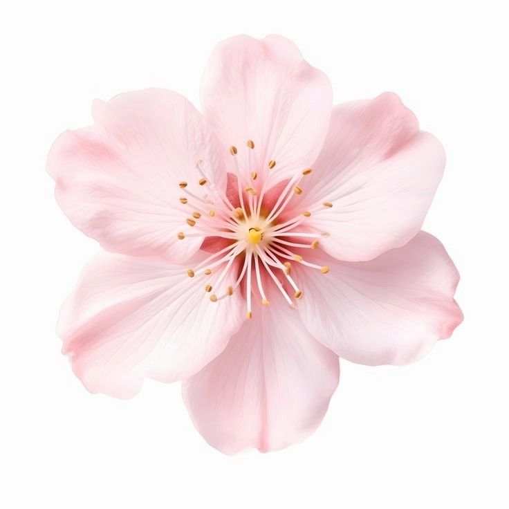 a pink flower on a white background