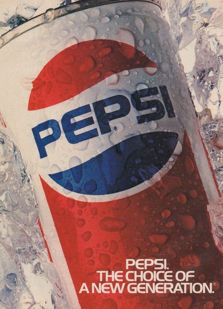 an advertisement for pepsi soda on ice