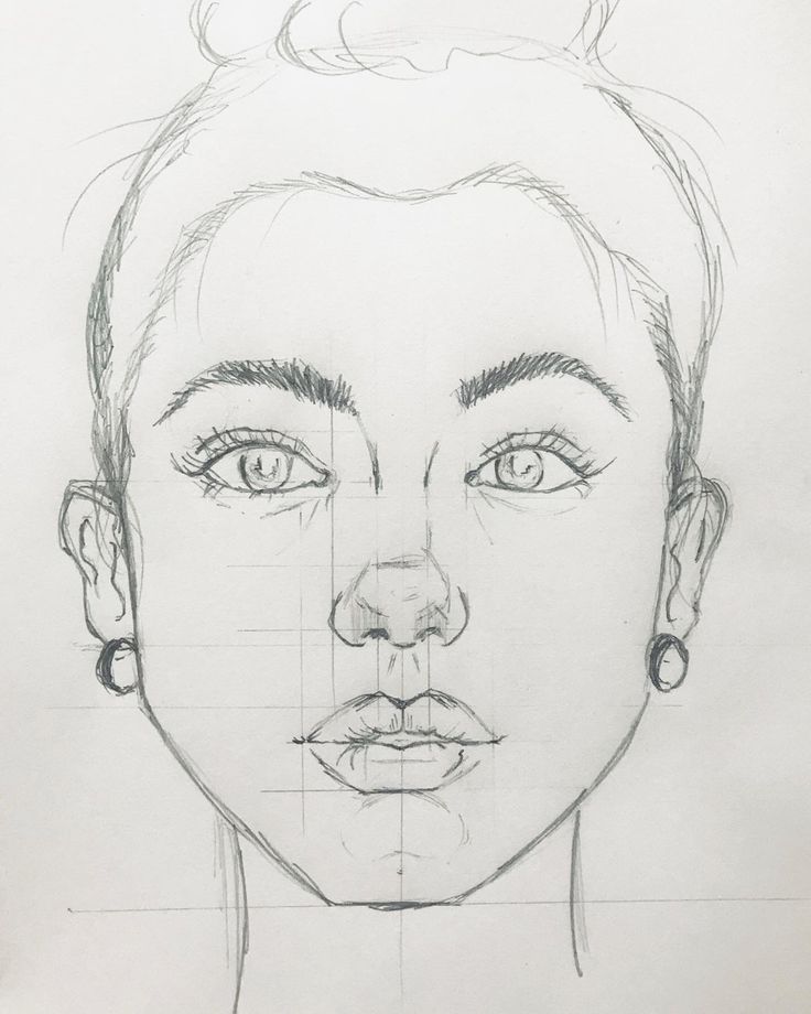 a drawing of a woman's face is shown with the lines drawn to it