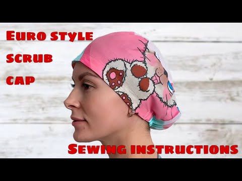 Euro Style Scrub Cap Sewing Instructions - YouTube Sewing Patterns Free Beginner, Pattern For Sewing, Scrubs Pattern, Scrub Hat Patterns, Scrub Caps Pattern, Hat Sewing Pattern, Hat Sewing, Start Sewing, Hat Patterns To Sew