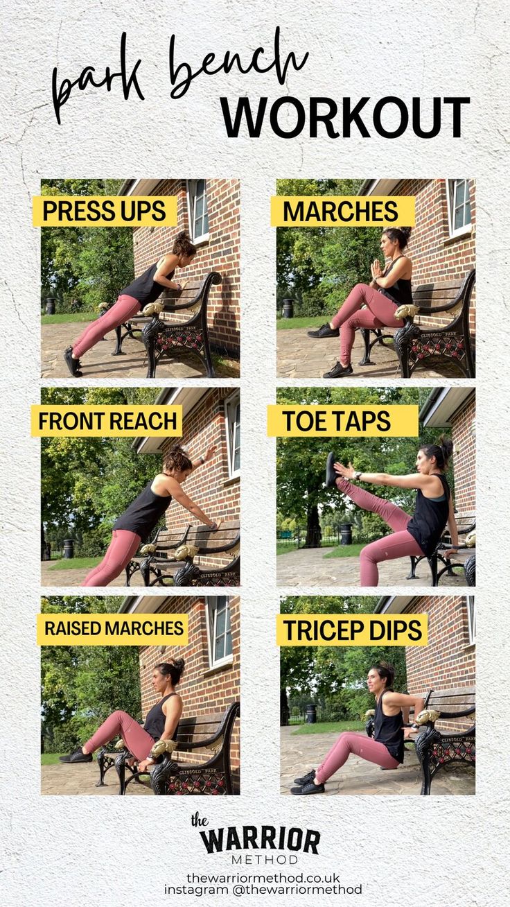 a woman is doing exercises for her legs and thighs, while sitting on a bench