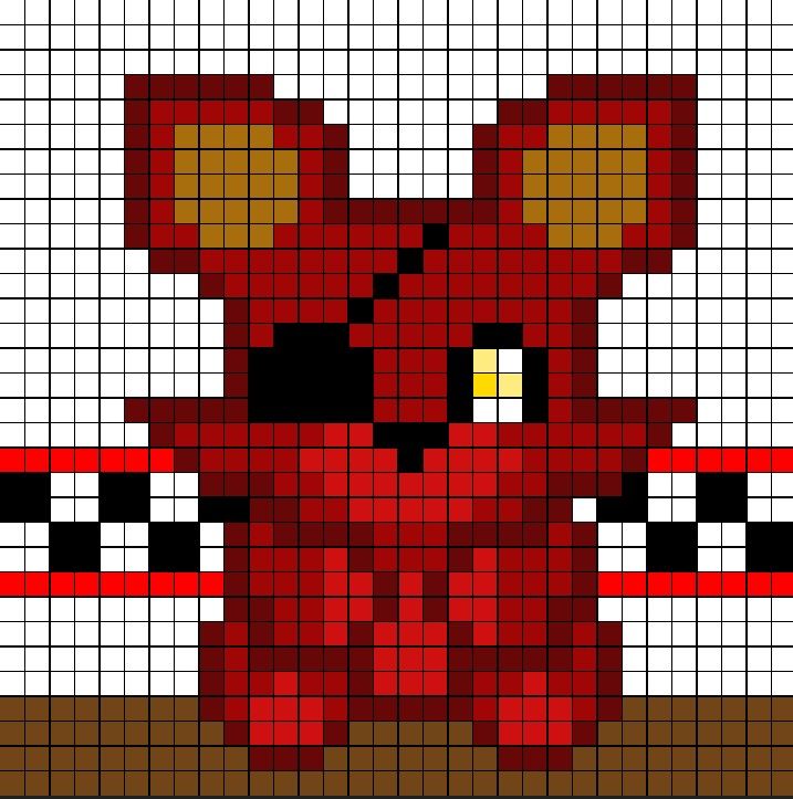 a pixellated image of a red teddy bear