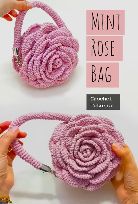 the crochet rose bag is made with yarn