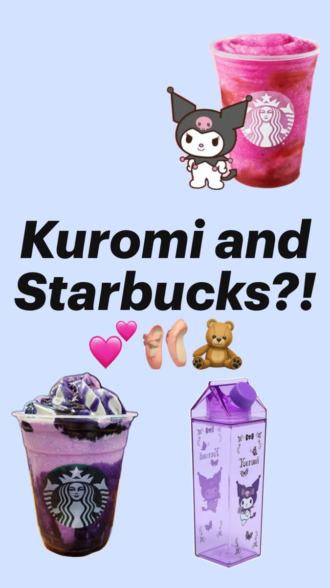 an advertisement for starbucks and starbucks's is shown with the words, kuromi and starbuckss?