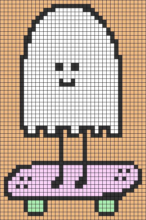 a cross stitch pattern with an image of a white bird on top of a skateboard