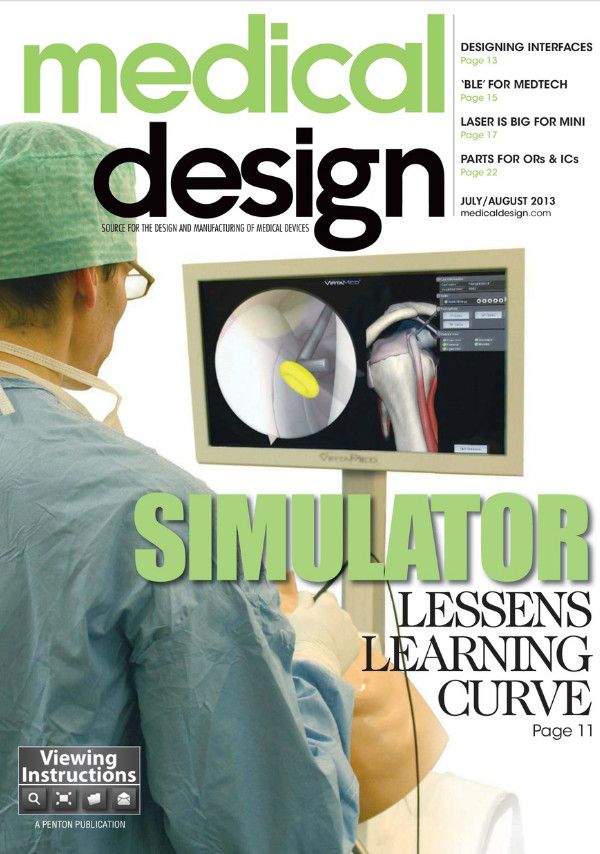 the cover of medical design magazine shows a surgeon looking at an x - ray image