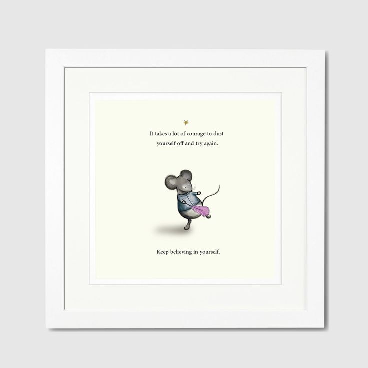 a framed print with an illustration of a mouse