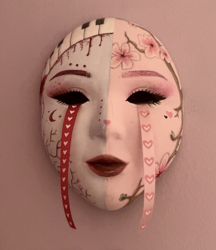 a woman's face has been taped to the wall with tape and is wearing a mask