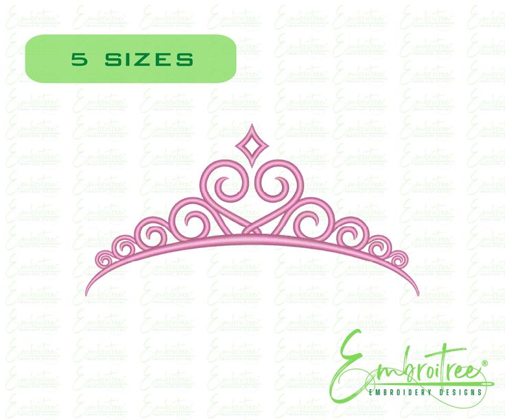 the 5 sizes of princess tiara are available in pink, green and white colors