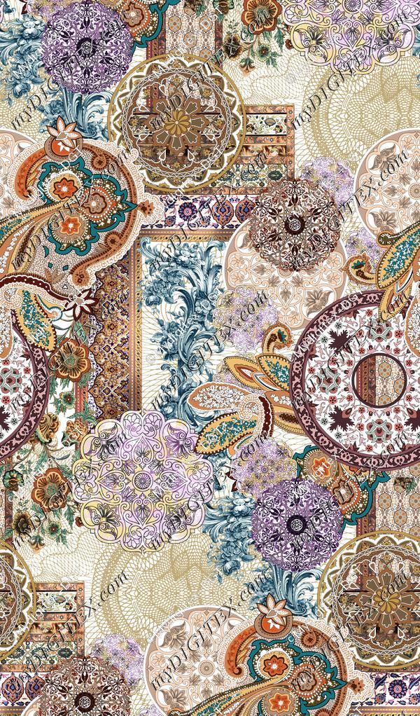 an intricately designed wallpaper with many different colors and patterns