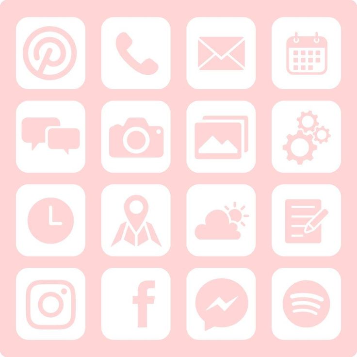 the icons are all white on a pink background