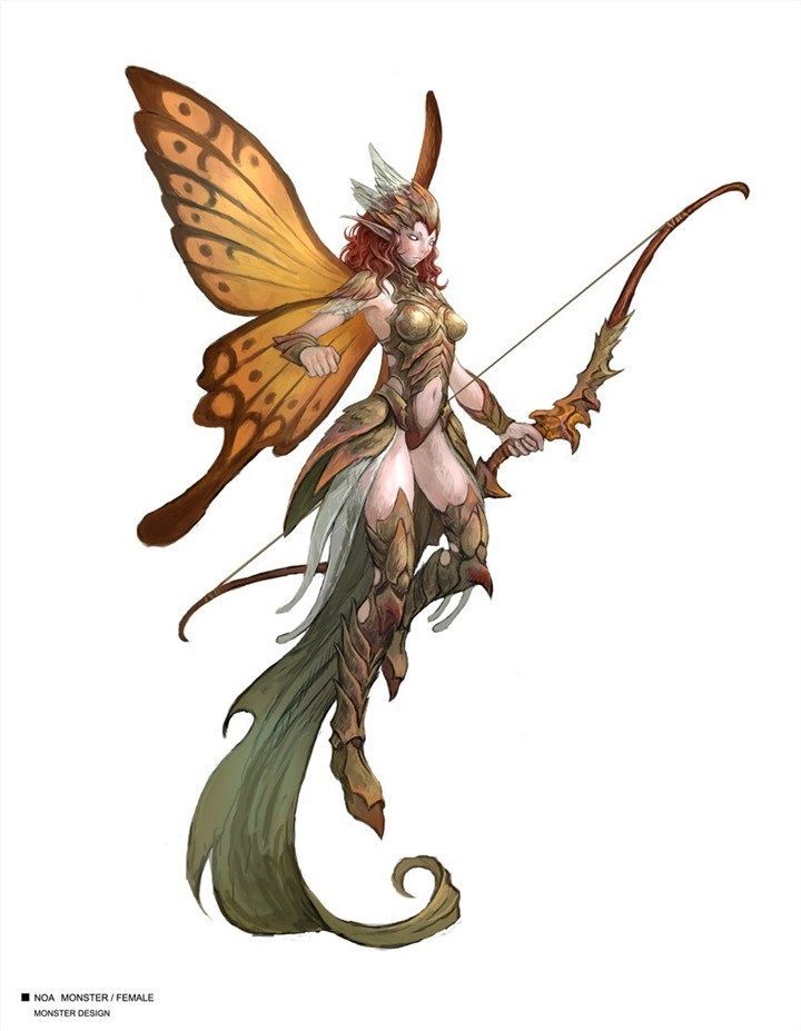 a fairy with a bow and arrow in her hand is holding the tail of a butterfly