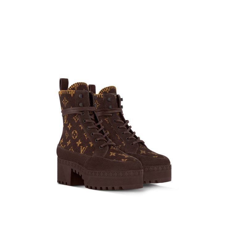 LOUIS VUITTON® - Laureate Platform Desert Boot - Brown Louis Vuitton Combat Boots, Laureate Platform Desert Boot, Laureate Platform, Lv Boots, Desert Boots Women, Student Style, Desert Boot, Louis Vuitton Accessories, Louis Vuitton Boots