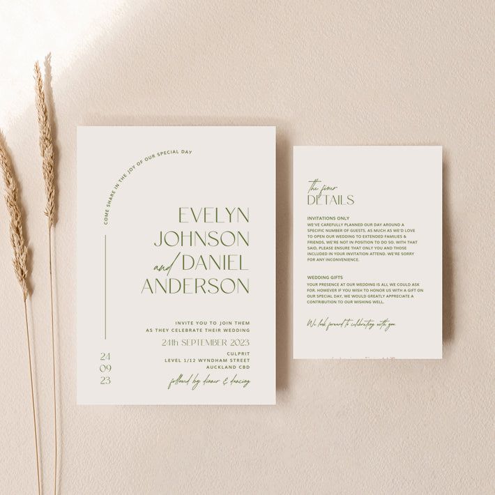 Evelyn - Wedding Invitation Cards Set of 2 Love Days, Wedding Invitation Sets, Invitation Set, Wedding Invitation Cards, Rsvp Card, White Envelopes, Touch Of Modern, Invitation Cards, Wedding Invitation