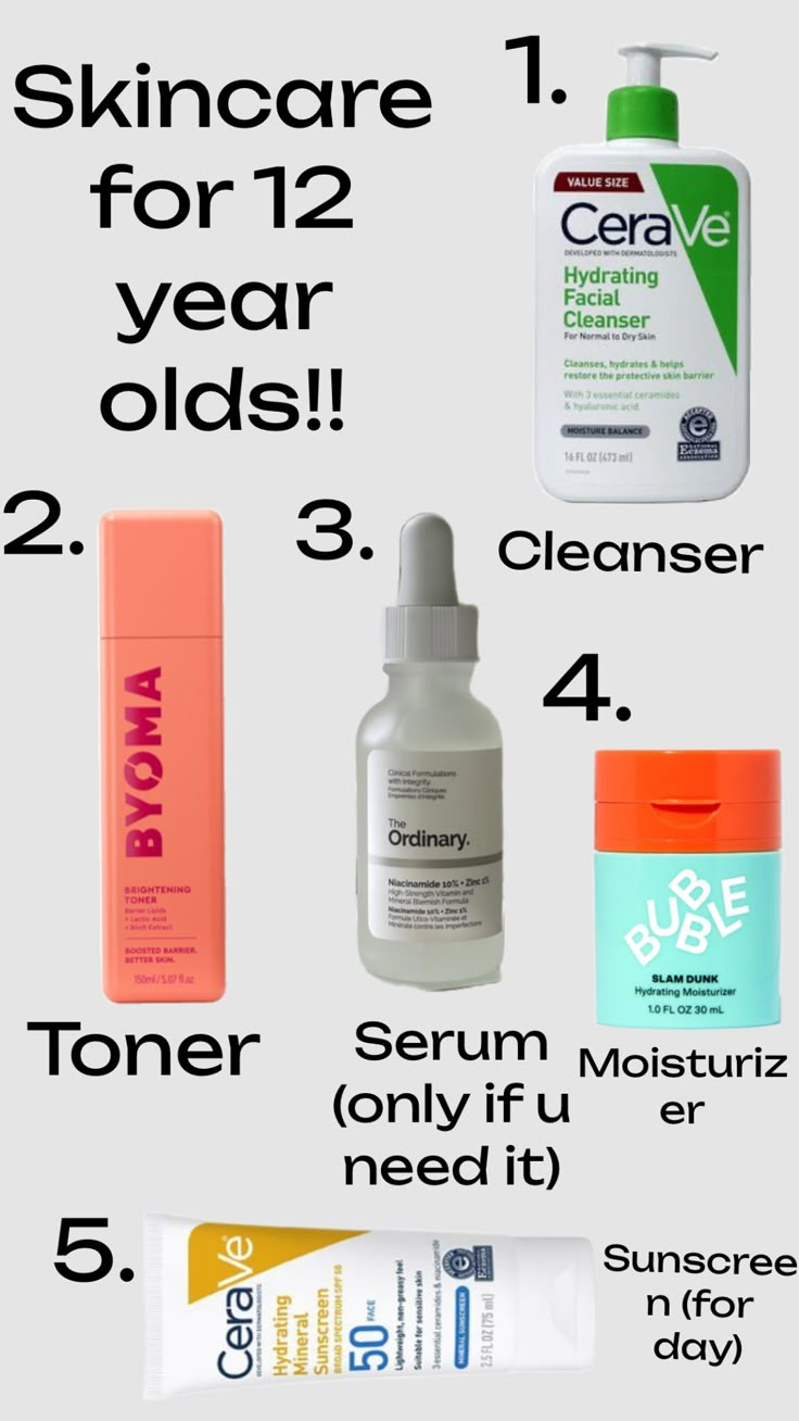 Skincare for 12 year olds!! Kids Skin Care, Skincare Habits, Teen Skincare, Basic Skin Care, Sephora Skin Care, Basic Skin Care Routine, Young Skin, Perfect Skin Care Routine, Makeup For Teens