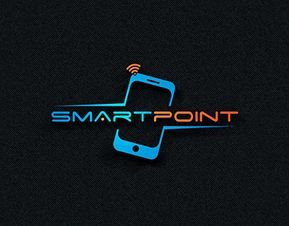 the smart point logo is shown on a black background