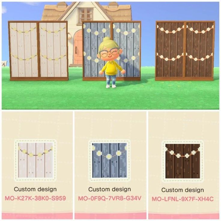 the animal crossing character is standing in front of some wooden doors and windows with lights on them