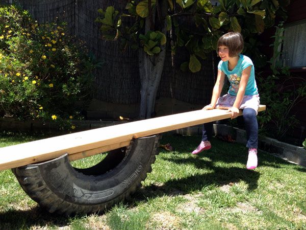 Backyard Playground Ideas, Tire Playground, See Saw, Tractor Tire, Playground Ideas, Easy Backyard, Backyard Playground, Backyard Play, School Garden