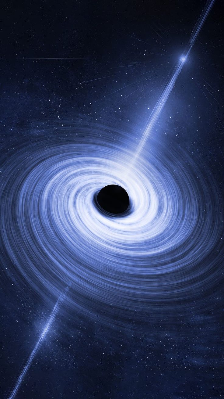 an artist's rendering of a black hole in the sky with stars around it