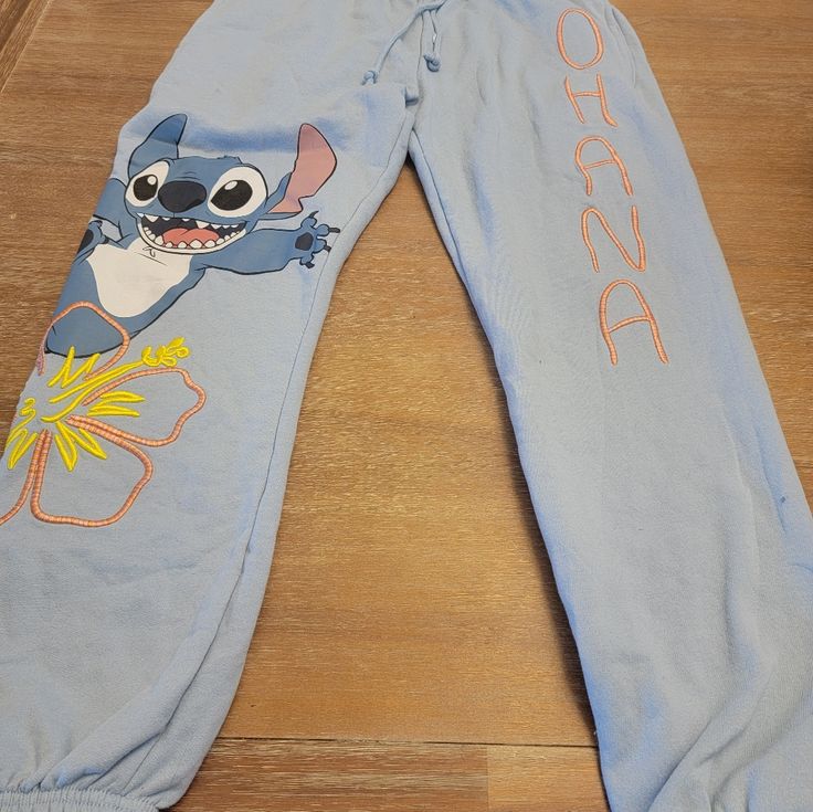 Disney Stitch Blue Embroidered Sweatpants. New Stitch Sweatpants, Embroidered Sweatpants, Quilted Pants, Disney Pants, Stitch Blue, Tie Dye Sweatpants, Plus Size Joggers, Green Quilt, Hoodie And Sweatpants