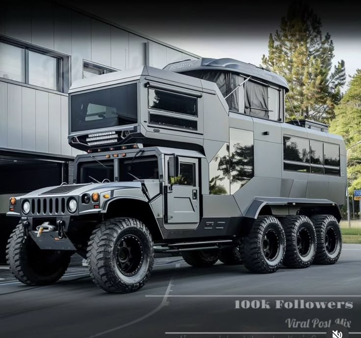 an armored vehicle parked in front of a building