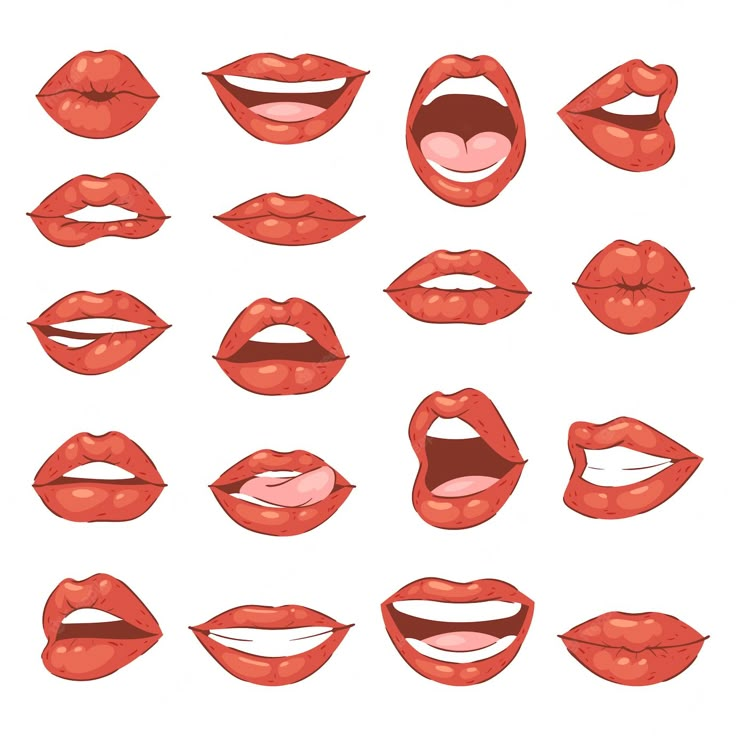 various lips with different expressions on white background - miscellaneous objects / objects clippings