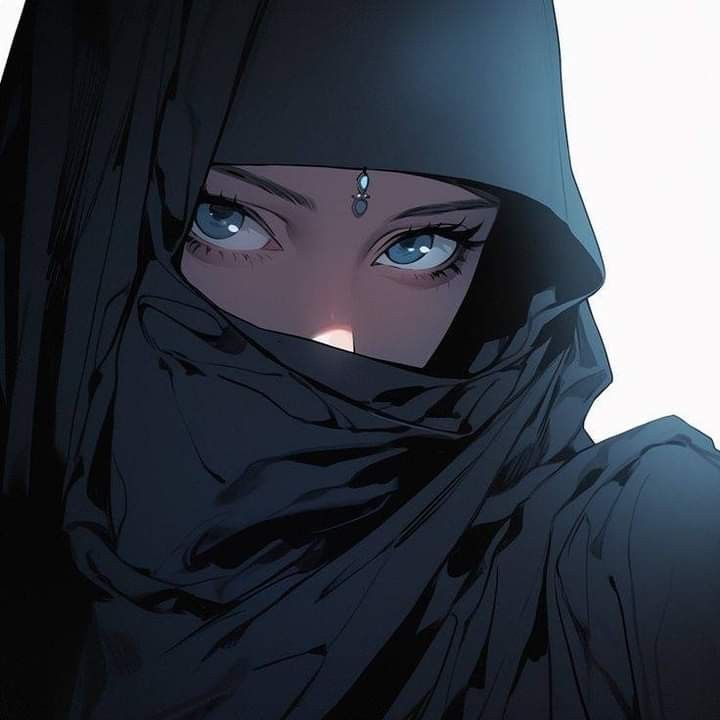 a woman with blue eyes wearing a black veil