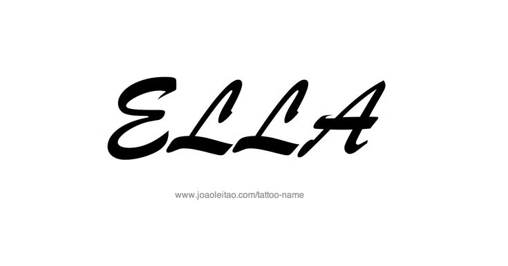 the word ella written in black ink on a white background