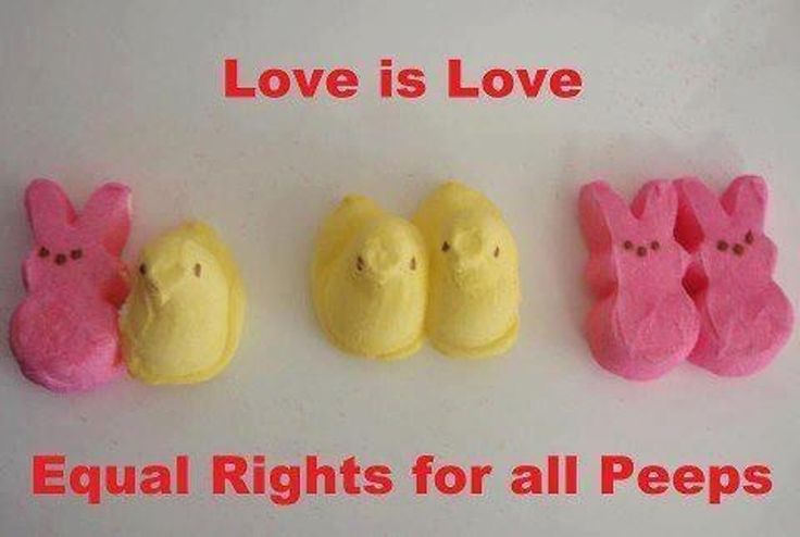 four peeps are lined up in the shape of hearts