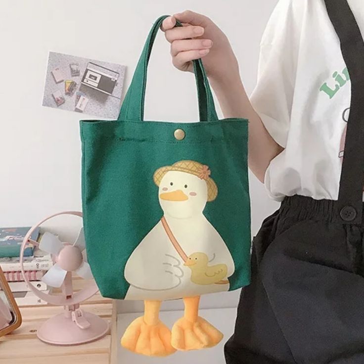 Super Cute Duck Handbag. Canvas/Plush Material. New. Cute Duck, Craft Fair, Baby Bag, Craft Fairs, Green Yellow, Mini Bag, New Color, Reusable Tote Bags, Art Drawings