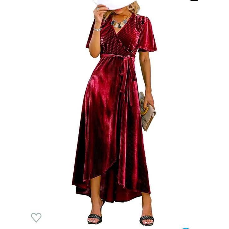 The Gorgeous Formal Wrap Dress Features Pretty Short Sleeve And Wrap V-Neckline Empire Waist With Undetachable Belt,Wrap Skit With Ruffle Trimming For This Vintage Velvet Long Dress. Flowy Hemline Design Bring A Swing And Flare Look With Your Walking Fabulous Style With High Heels,Wedges Or Mules,Suitable For Beach,Party,Vacation,Banquet,Concert,Wedding,Etc Material & Care:Velvet Material With 95% Polyester And 5% Elastane,Cold Hand Wash, Do Not Tumble Dry, Using Mild Gentle Soap,No Bleach Winter Maternity Dress, Formal Wrap Dress, Winter Wedding Guest Dress, Floral Wrap Maxi Dress, Velvet Dress Long, Winter Formal Dresses, Velvet Wrap Dress, Semi Formal Dress, Wrap Maxi Dress