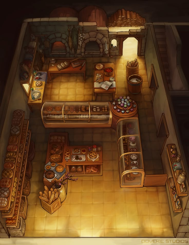 an overhead view of a kitchen and living room