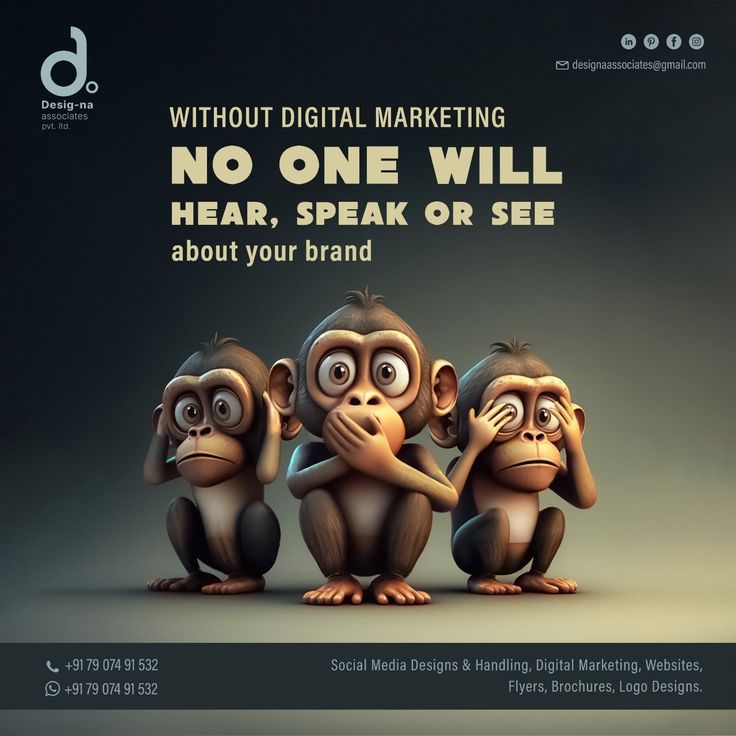 Three wise monkeys depict about digital marketing Collaboration Creative Ads, Digital Marketing Creative Post Design Ideas, Marketing Agency Creative Ads, Why Digital Marketing, Graphic Design Marketing Advertising, Digital Marketing Learning, Graphic Designer Creative Ads, Brand Without Digital Marketing, Creative Ads For Digital Marketing