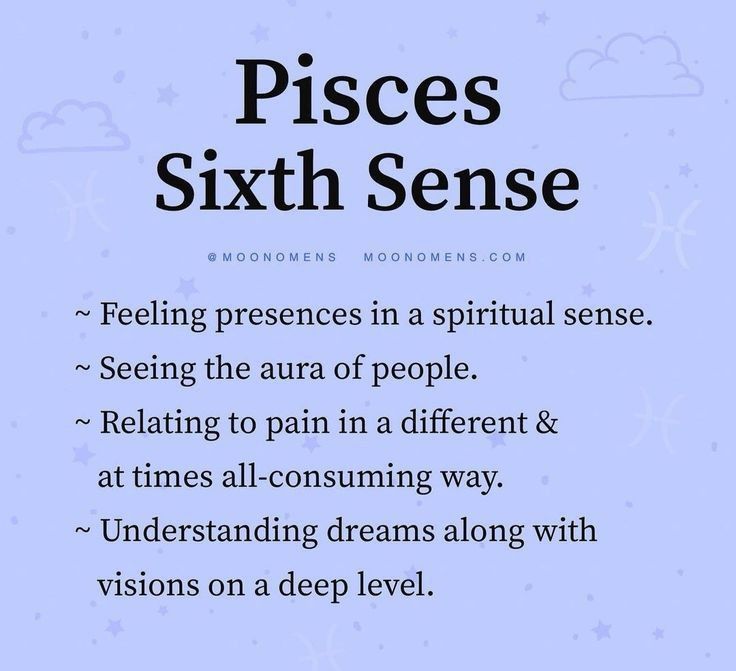 a blue background with the words pisces sixth sense and an image of stars