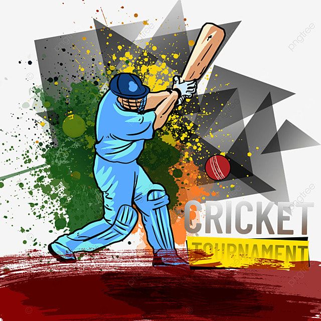 a cricket player hitting the ball with his bat on an abstract background, illustration, graphic png and psd